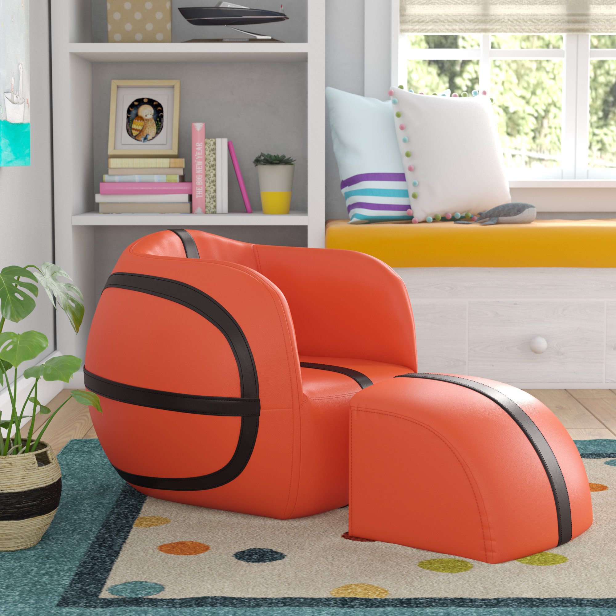 Zoomie Kids Carota Upholstered Kids Novelty Chair and Ottoman Reviews Wayfair Canada